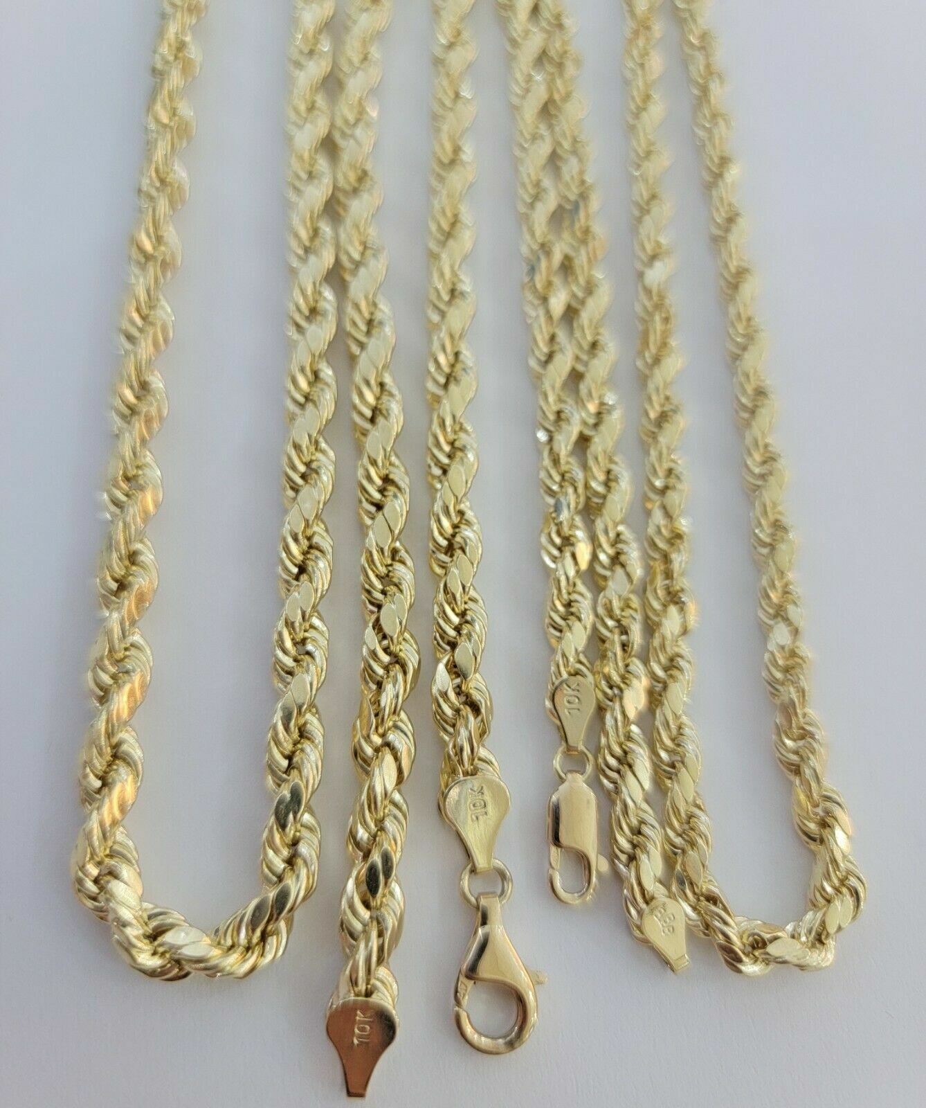 10k Yellow Gold Rope Chain Necklace 18"-30" Men Women 4mm-10mm Real Gold Hollow