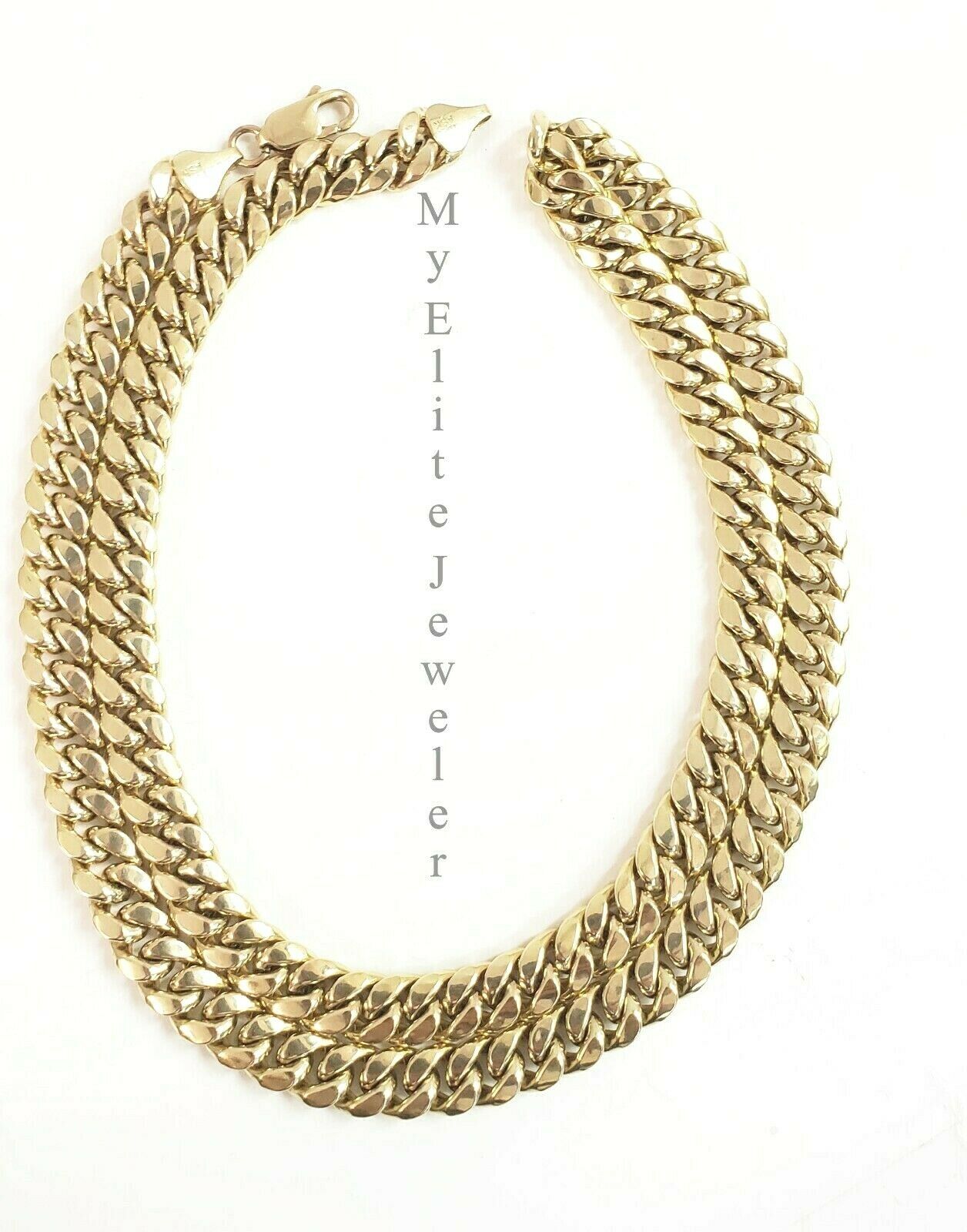 10 KT Yellow Gold Cuban Chain Necklace 9 MM 18" Inch Thick, Strong 100 % Real