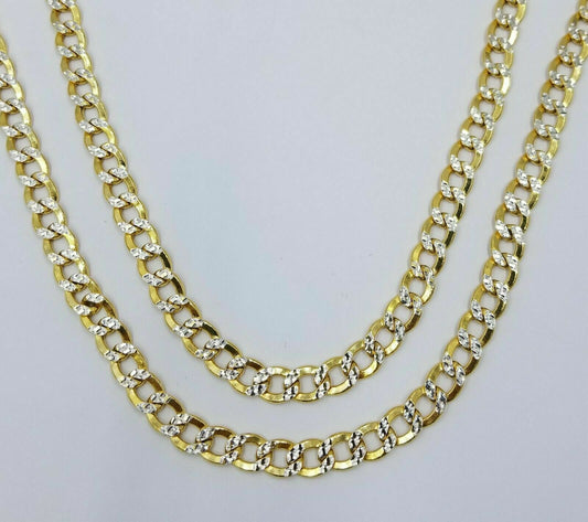 Real Gold Mens Necklace Cuban Link Diamond Cut 8mm 20"-28" 10k Yellow Gold Chain