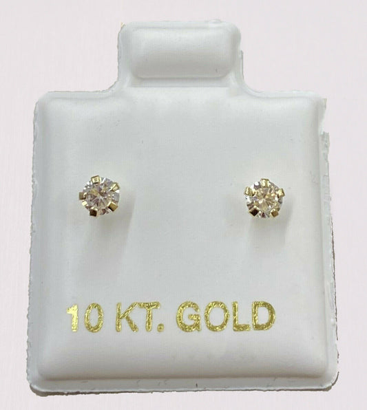 REAL 10kt Gold Stud Earring Mens Women kids Genuine 10k yellow gold with stone