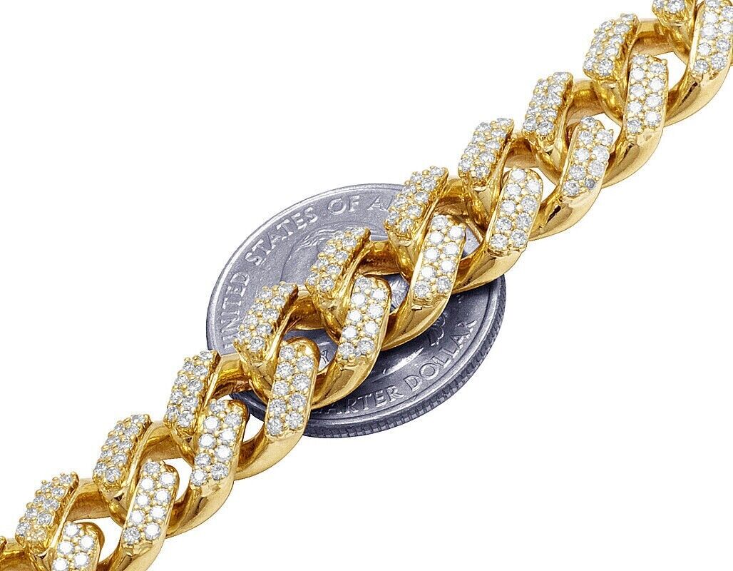 REAL 10k Gold Diamond Necklace Chain Miami cuban Link Tennis 22