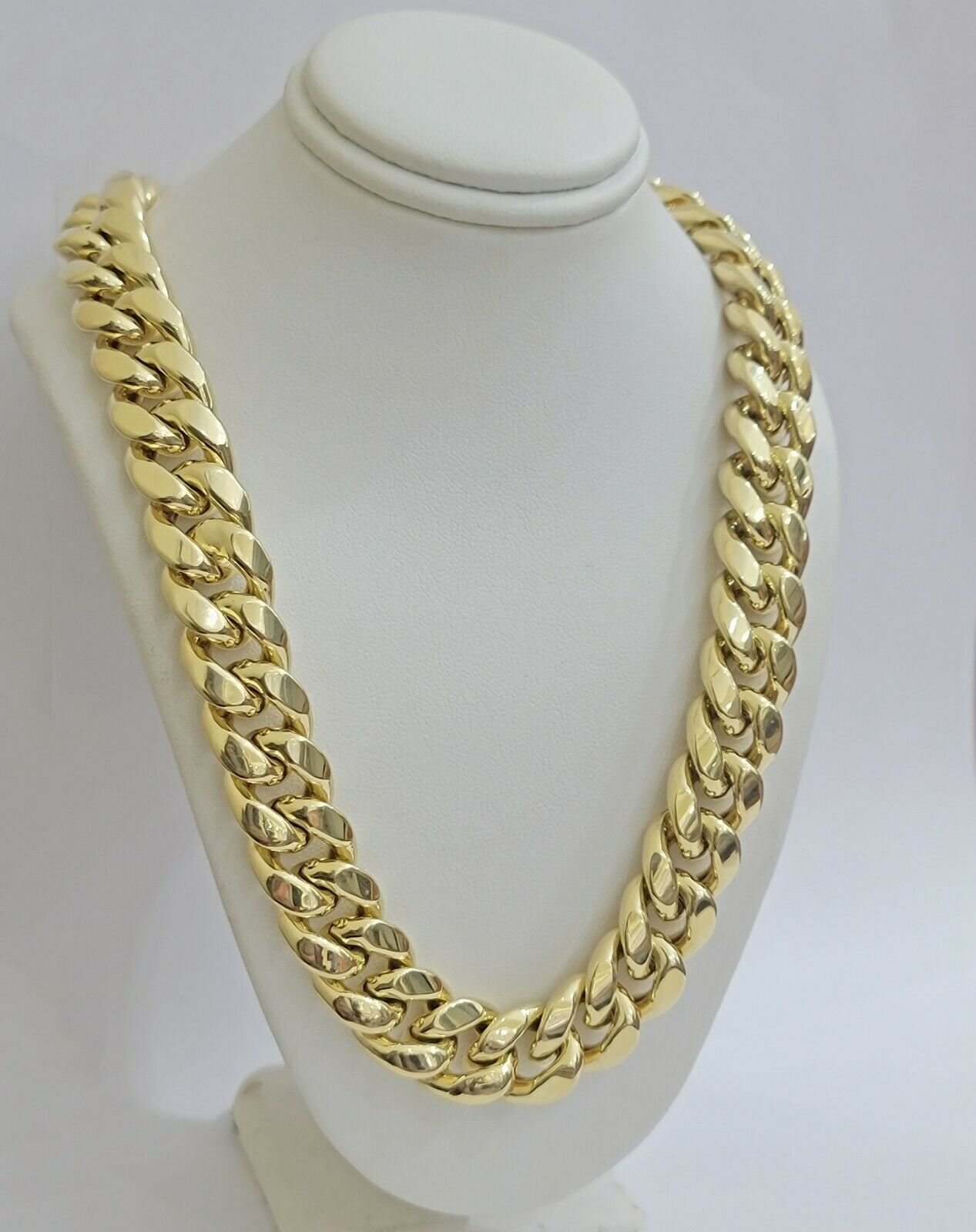 10k Yellow Gold Chain 15mm Miami Cuban Link Men Necklace 20"-30" REAL 10kt, Mens