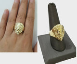 GOLD Lion Head Mens Ring SOLID 10k Yellow Gold REAL Ring , Pinky , Casual , size