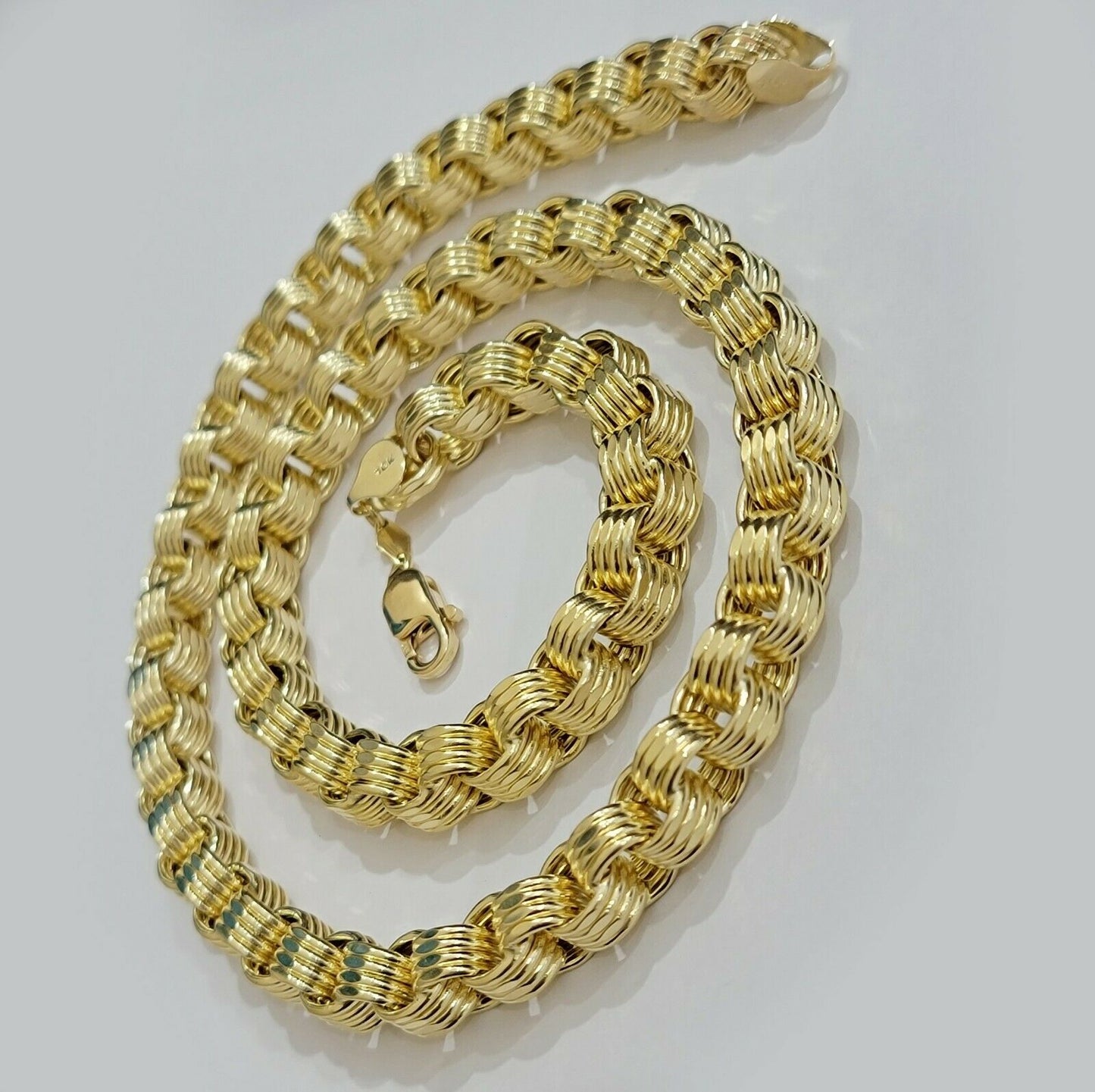 Real 10k Gold Byzantine Chain Necklace 8mm 22" 24" 26" 28" 30" 10kt Yellow Gold