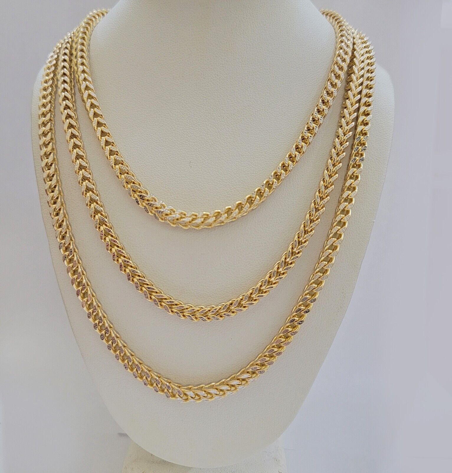 Real 14k Gold Chain Franco Necklace Diamond Cuts 4mm 18"-24" 14kt Yellow Gold