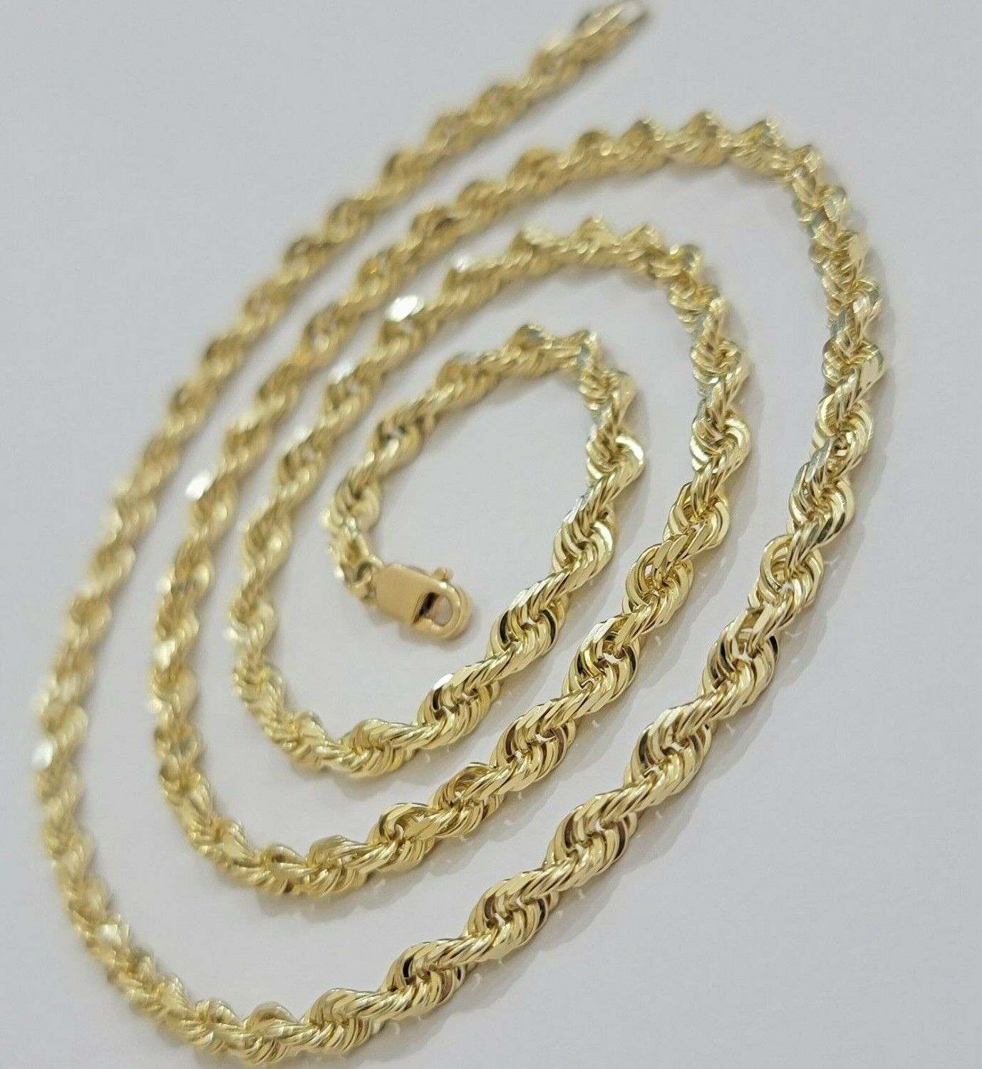 Solid 14k Gold Rope Chain Necklace 4mm 18"- 30" Inch REAL 14KT Yellow Gold