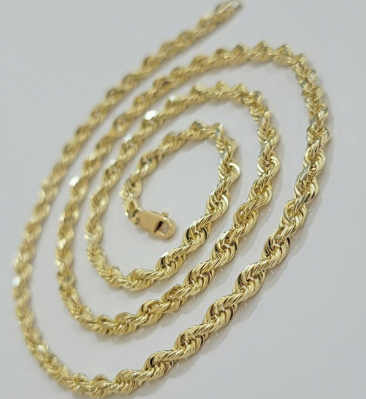 Solid 14k Gold Rope Chain Necklace 4mm 18"- 30" Inch REAL 14KT Yellow Gold