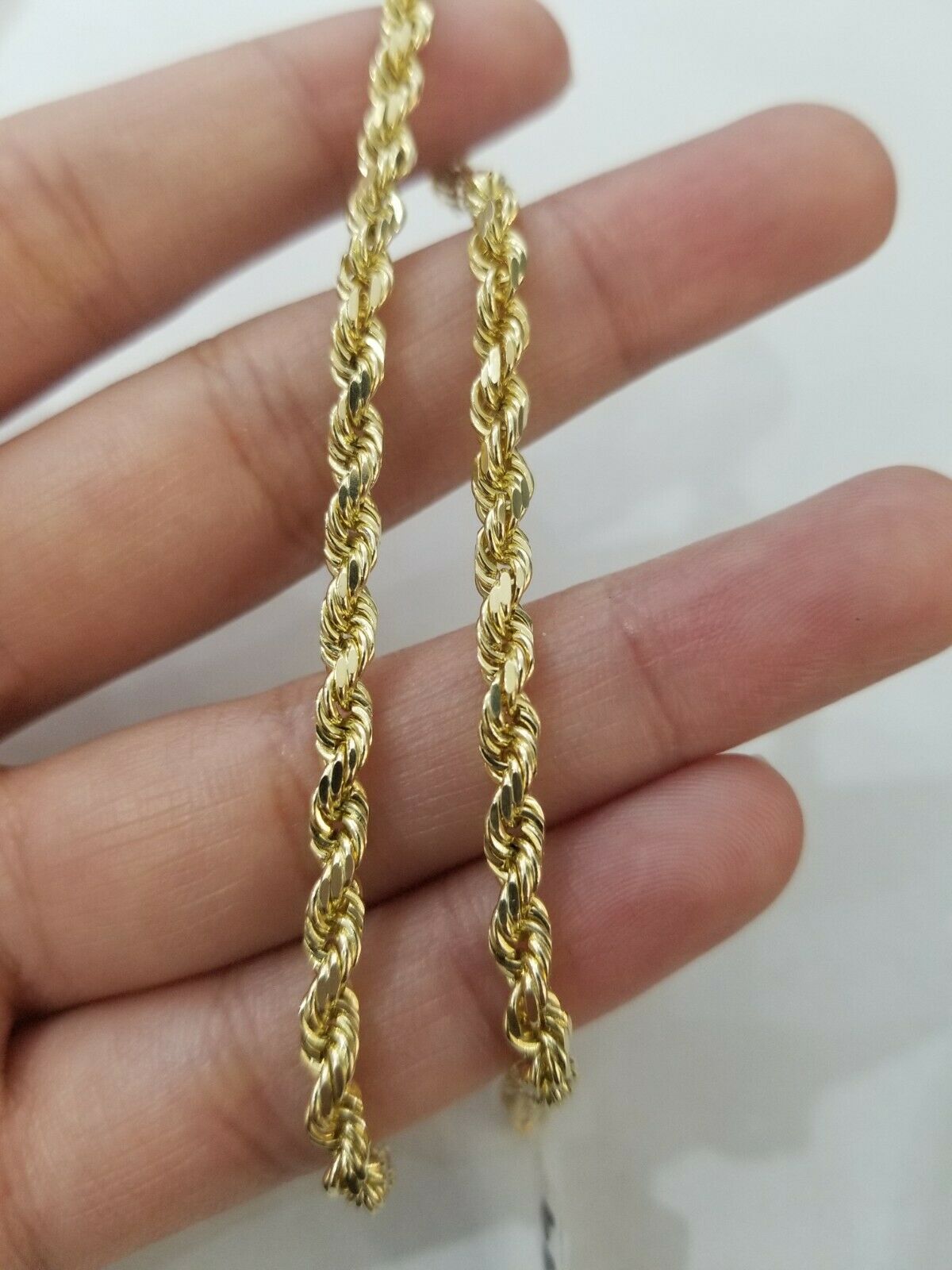 REAL Gold Rope Bracelet 4mm 7" 10k Yellow Gold Men's Ladies Diamond Cuts