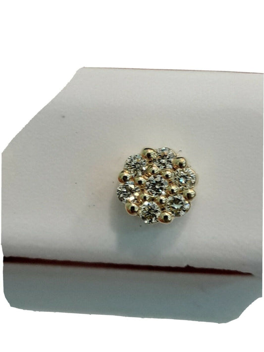 Real 10k Yellow gold diamonds round earring screw back, Real diamond STUD SALE!!