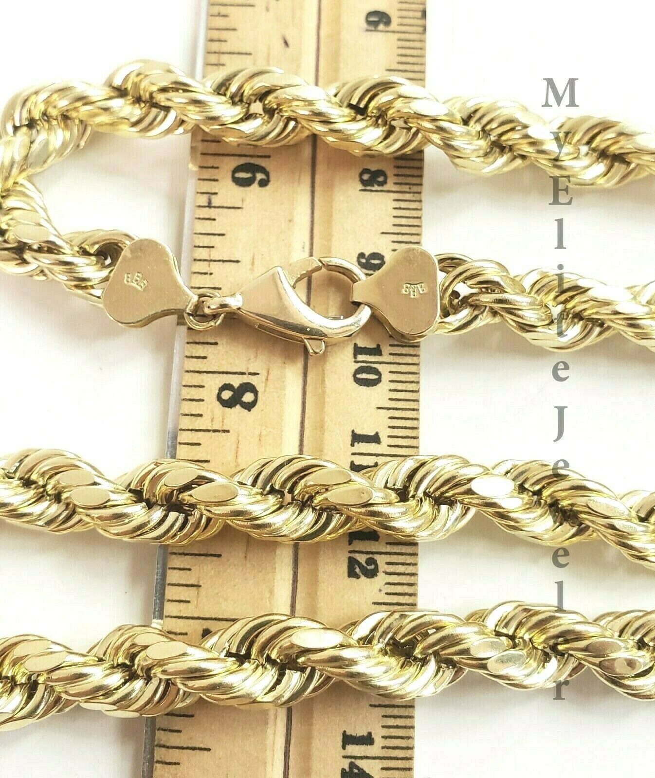 10K Gold Rope Chain Necklace 20 Inch 8mm Yellow Gold Lobster Lock , REAL GOLD