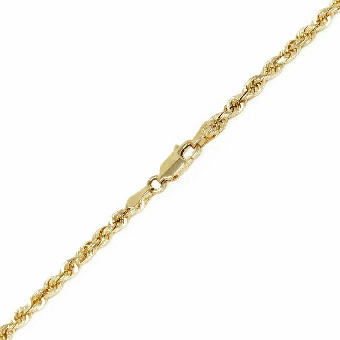 SOLID 10k Yellow Gold Rope Necklace 2 3mm 4mm 18"-30 Inch REAL 10 kt gold Chain