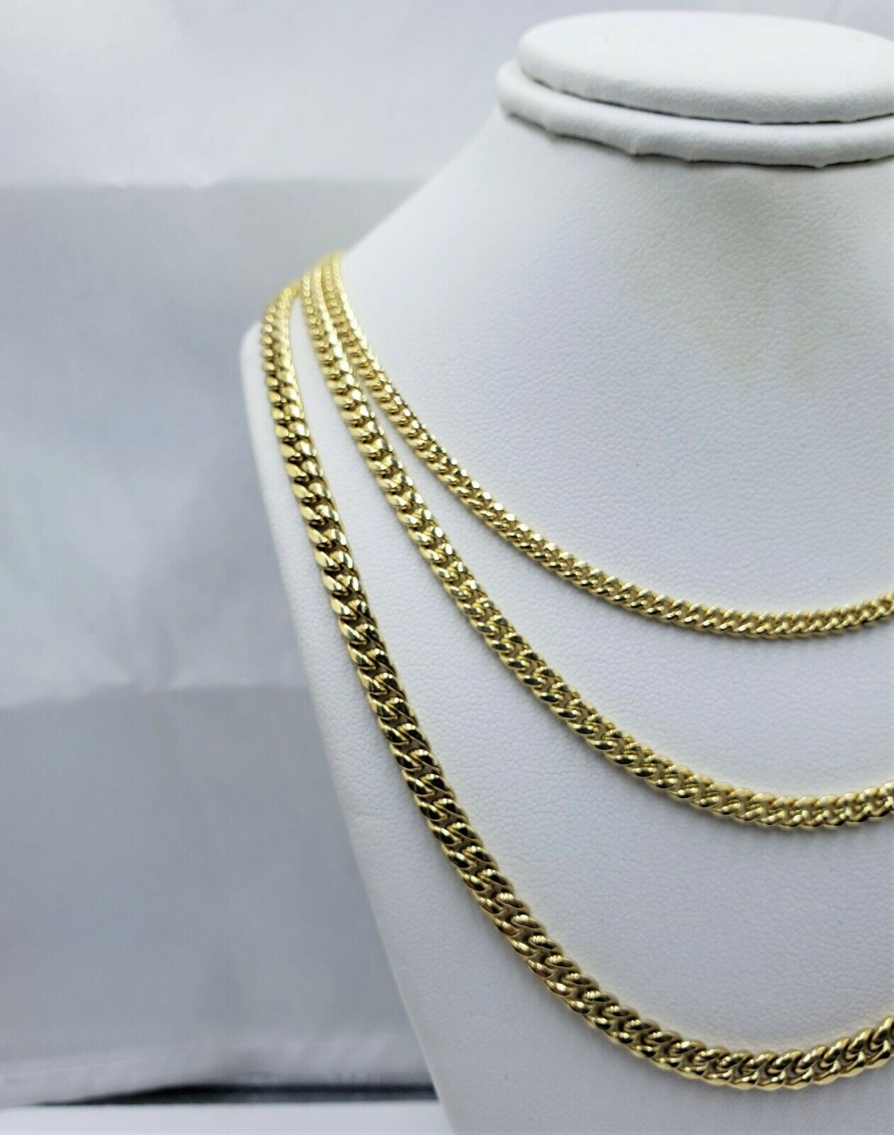 2mm 3mm 4mm Cuban link Necklace Chain Gold 10kt Yellow Gold 20" - 28" Men Women