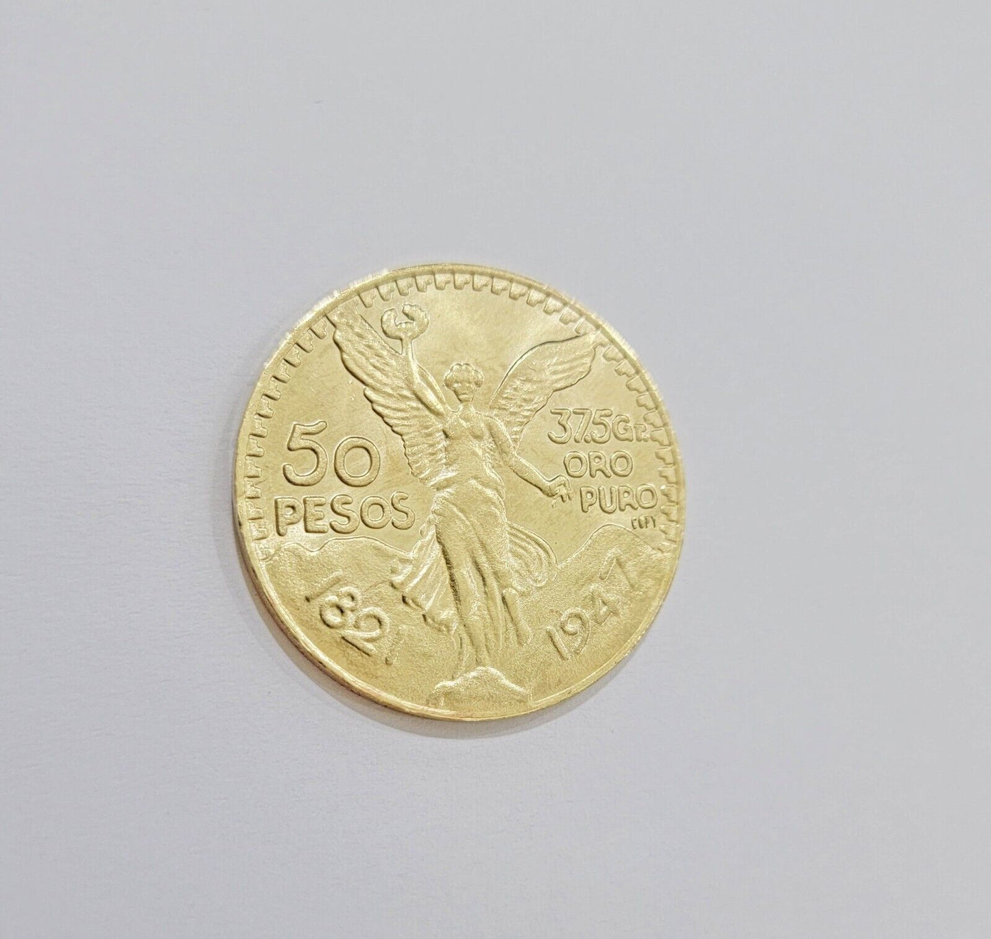 1947 Mexican Centenario 50 Gold Pesos Coin Solid 10k Yellow Gold Centenaro REAL
