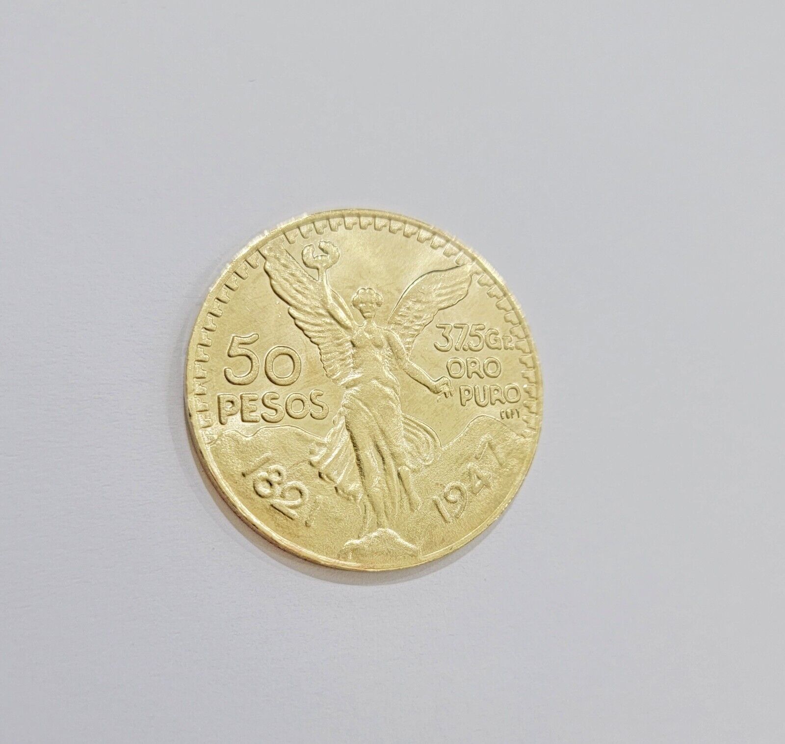 1947 Mexican Centenario 50 Gold Pesos Coin Solid 10k Yellow Gold Centenaro REAL
