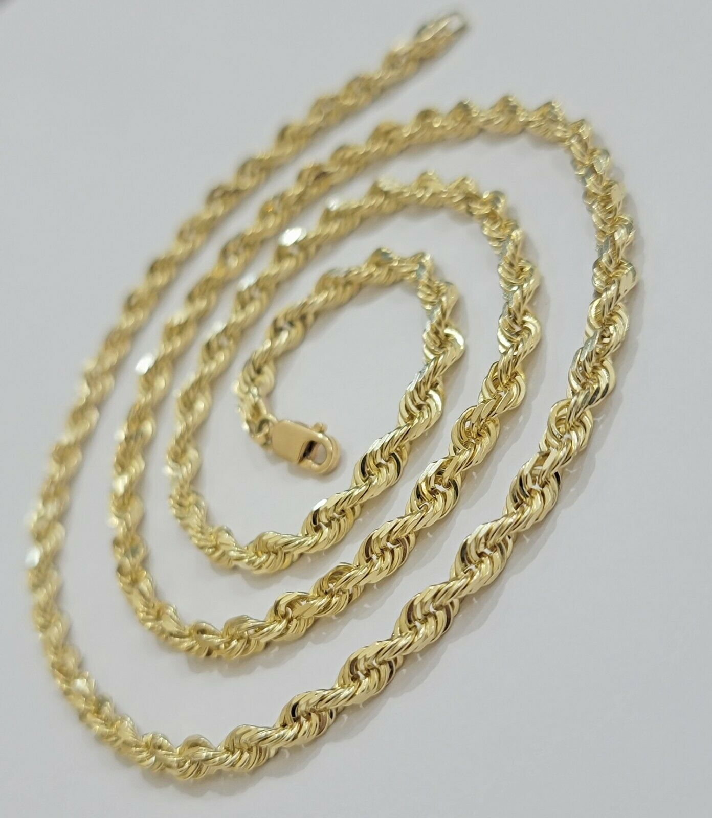 SOLID 10k Yellow Gold Rope Necklace Chain 4mm 18"-30 Inch REAL 10KT Gold