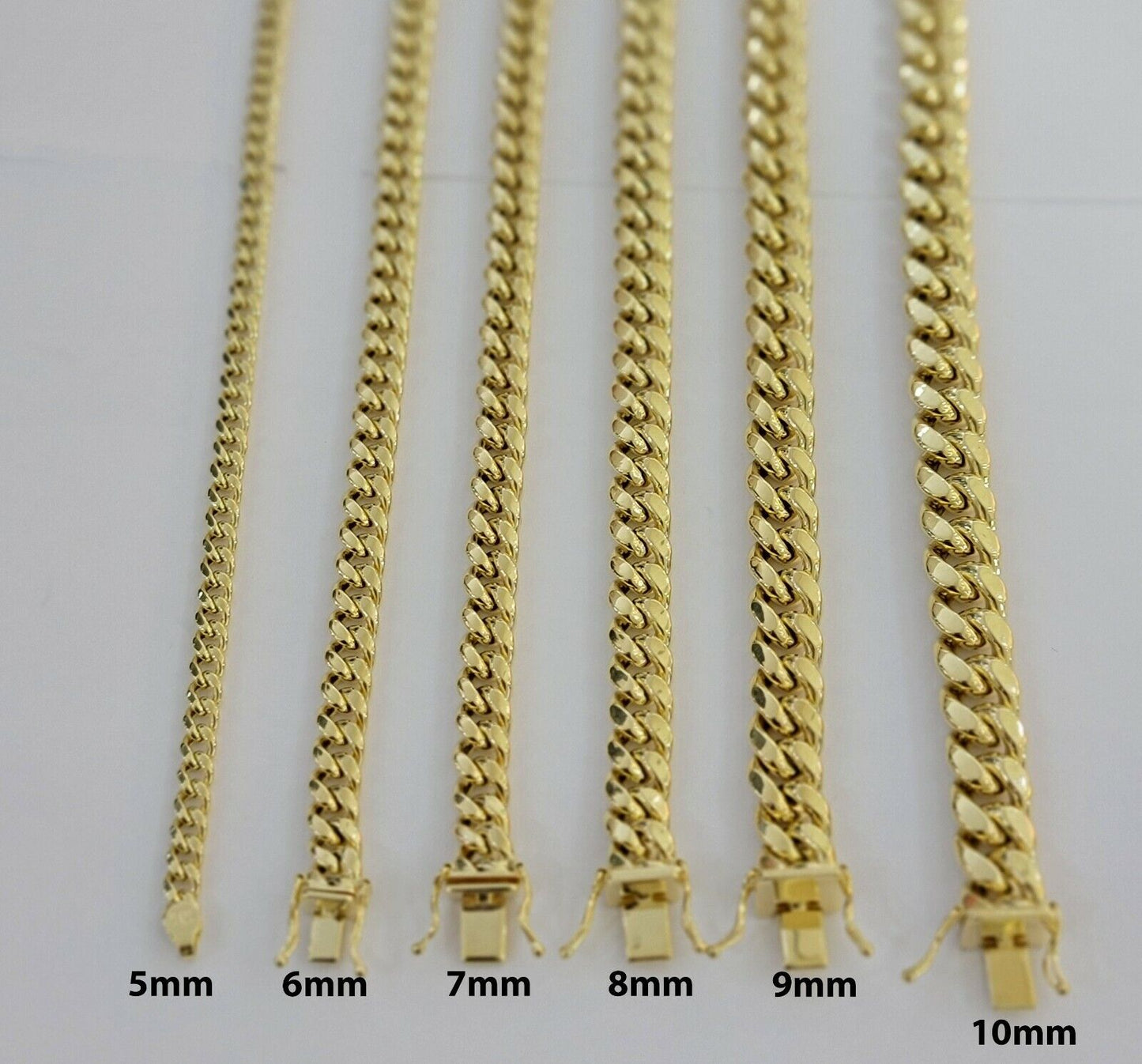 Real 14k Gold Chain Necklace Miami Cuban Link 6mm-9mm 8"-30" Inch ,Strong, Men's