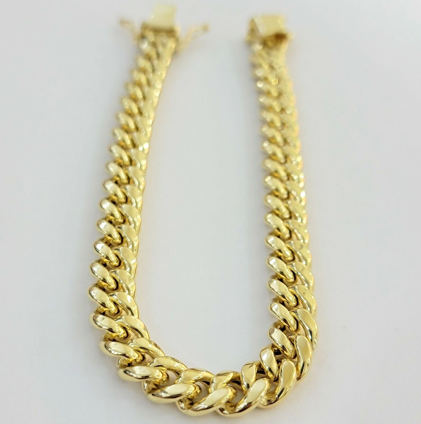 Real 14k Gold Bracelet 8mm 7 inch Miami Cuban Link Box Clasp Strong 14KT LADIES