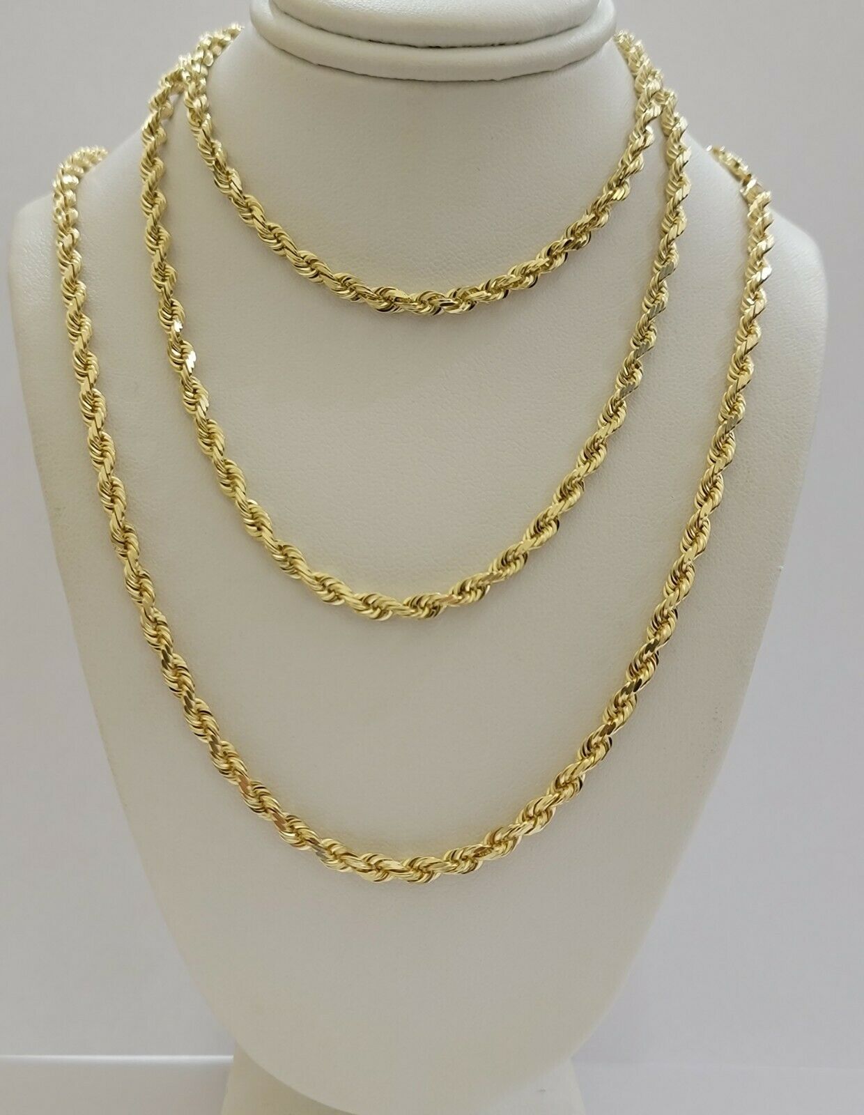 Solid 14k Gold Rope Chain Necklace 4mm 18
