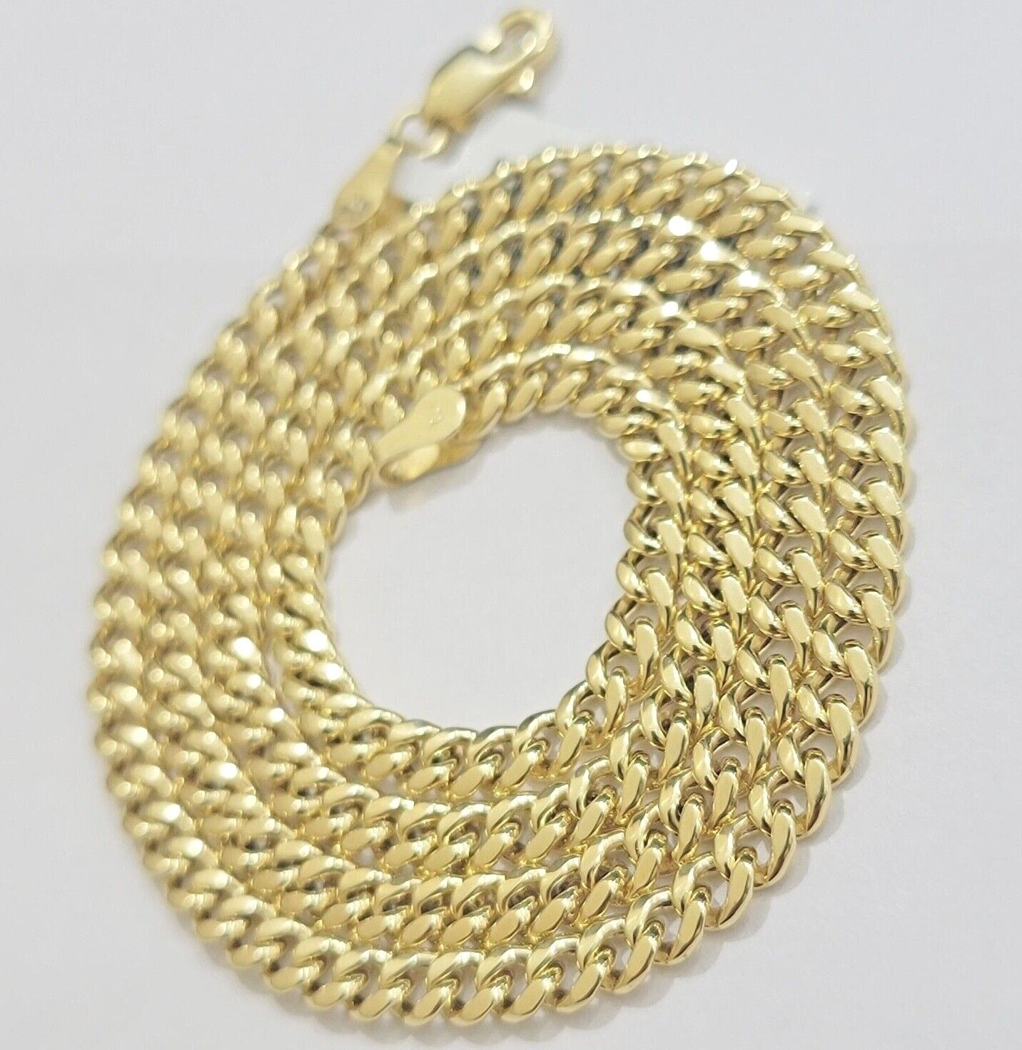 Real 10k Yellow Gold Chain Miami Cuban Link 4mm 16-26" Necklace For Pendant 10kt