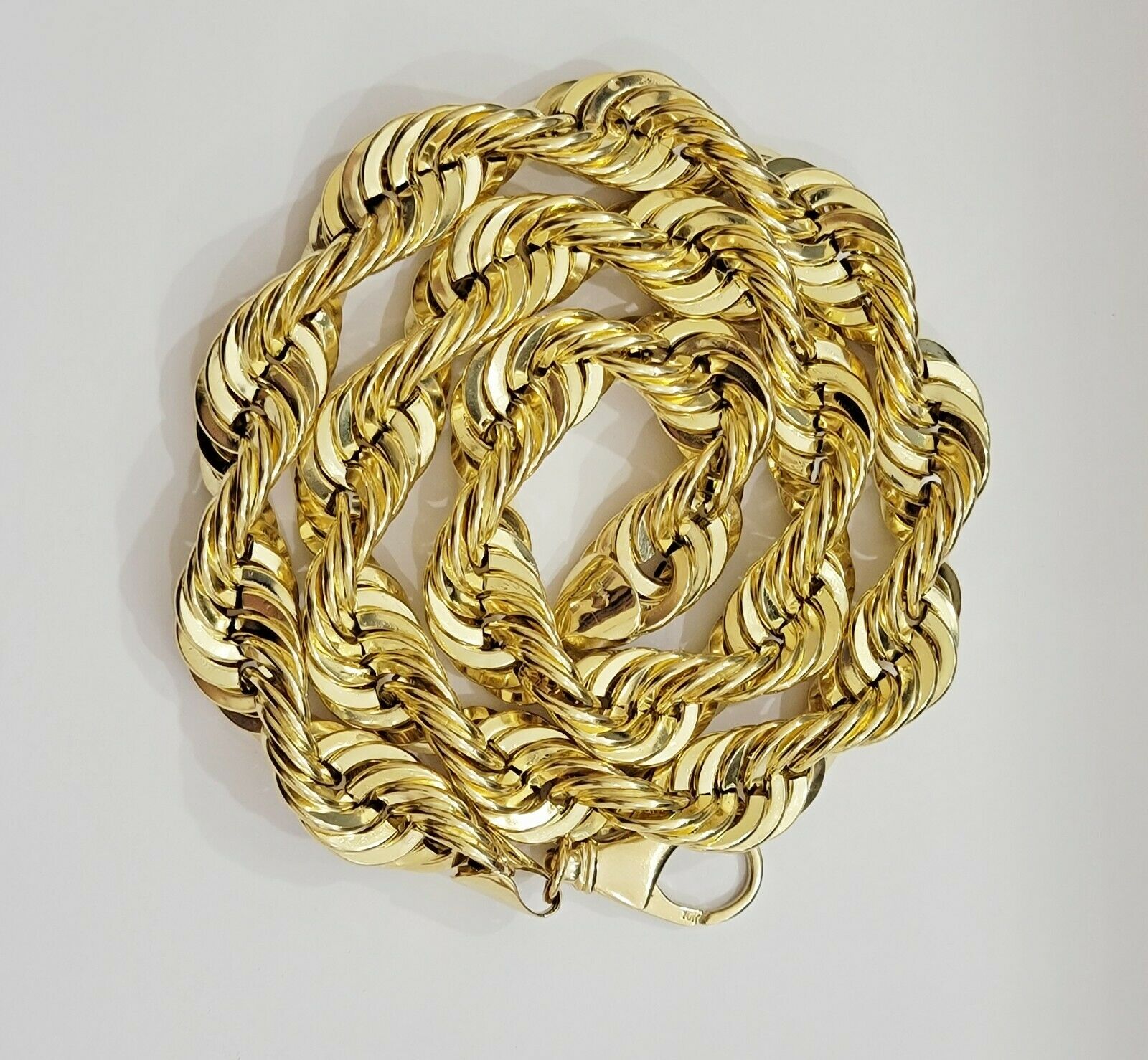1.50 Carat Diamond Lock Semihollow Chain Necklace 10K Yellow Gold 28 124.5  Grams 15mm