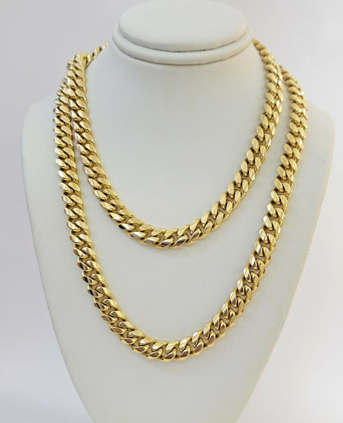 Solid 14k Gold Chain 7mm 22 Inch Miami Cuban Link Necklace Real 14kt Mens