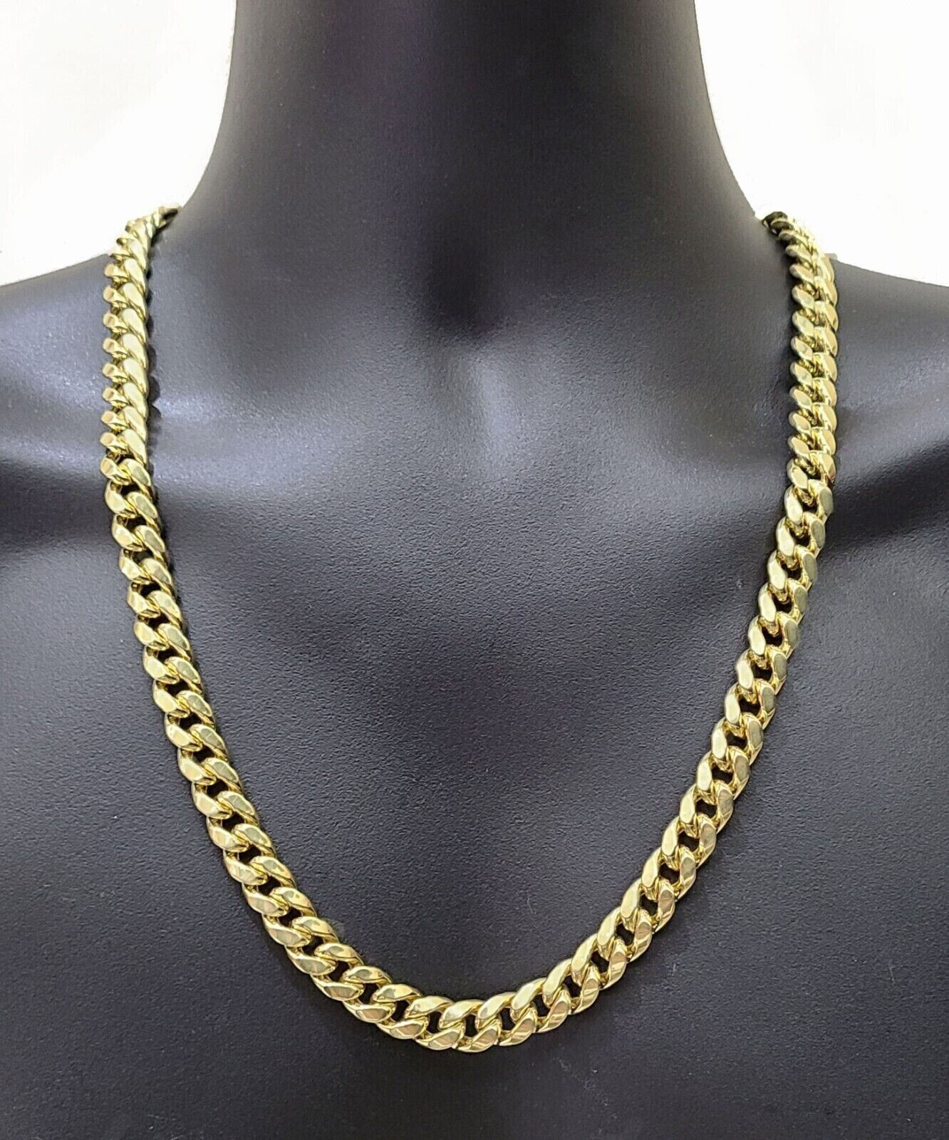 Real 14k Gold Chain 22 Inch Miami Cuban Link Necklace 9mm Strong Mens 14KT Gold