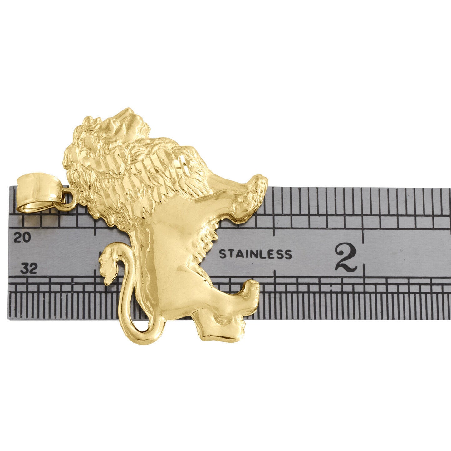 Real 10K Yellow Gold Lion Body Pendant Two Tone Full Walking Unisex 1.50" Charm