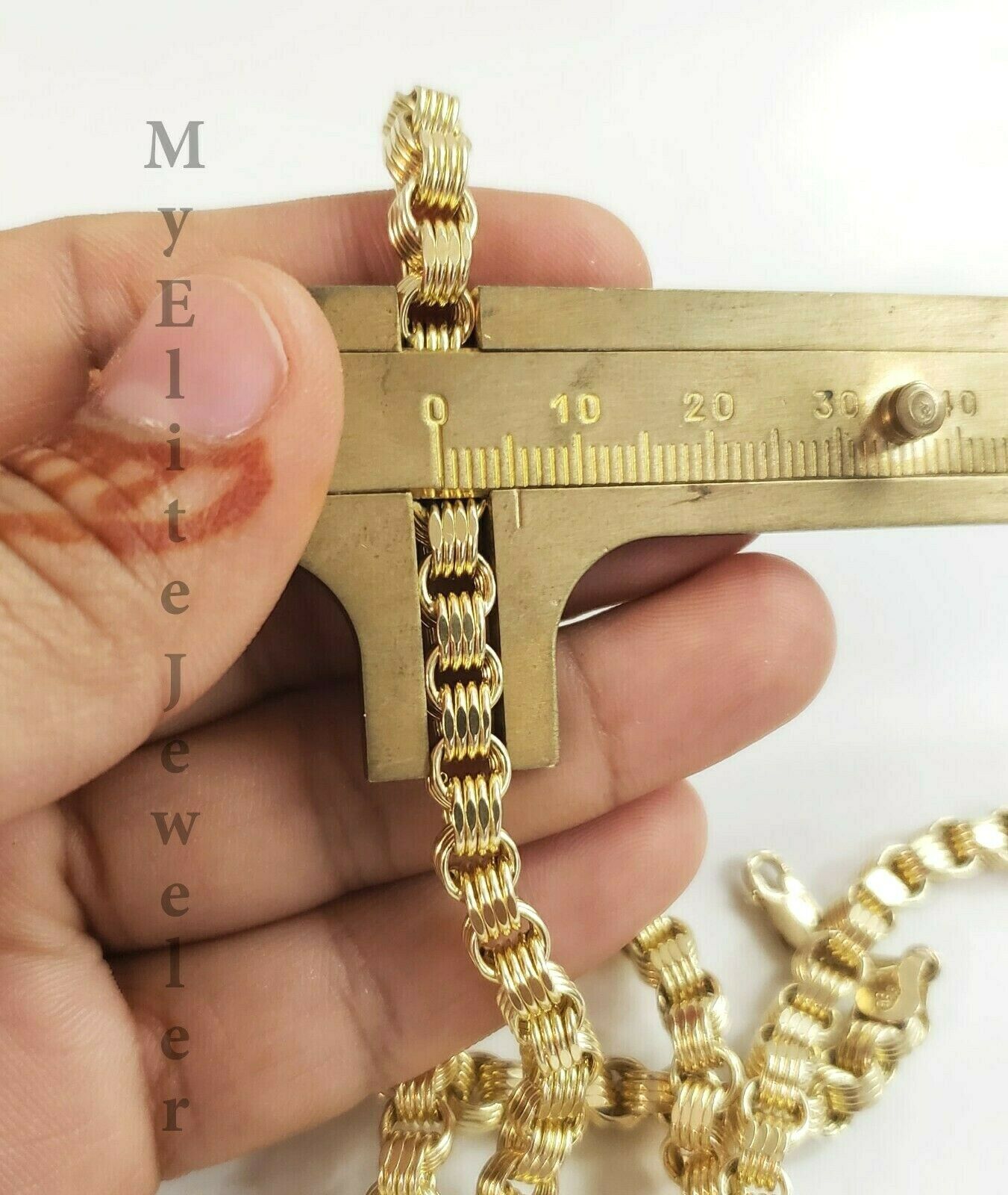 Men's Ladies 10K Byzantine Chain Necklace 28 Inch 5mm Lobster Lock Yellow Gold