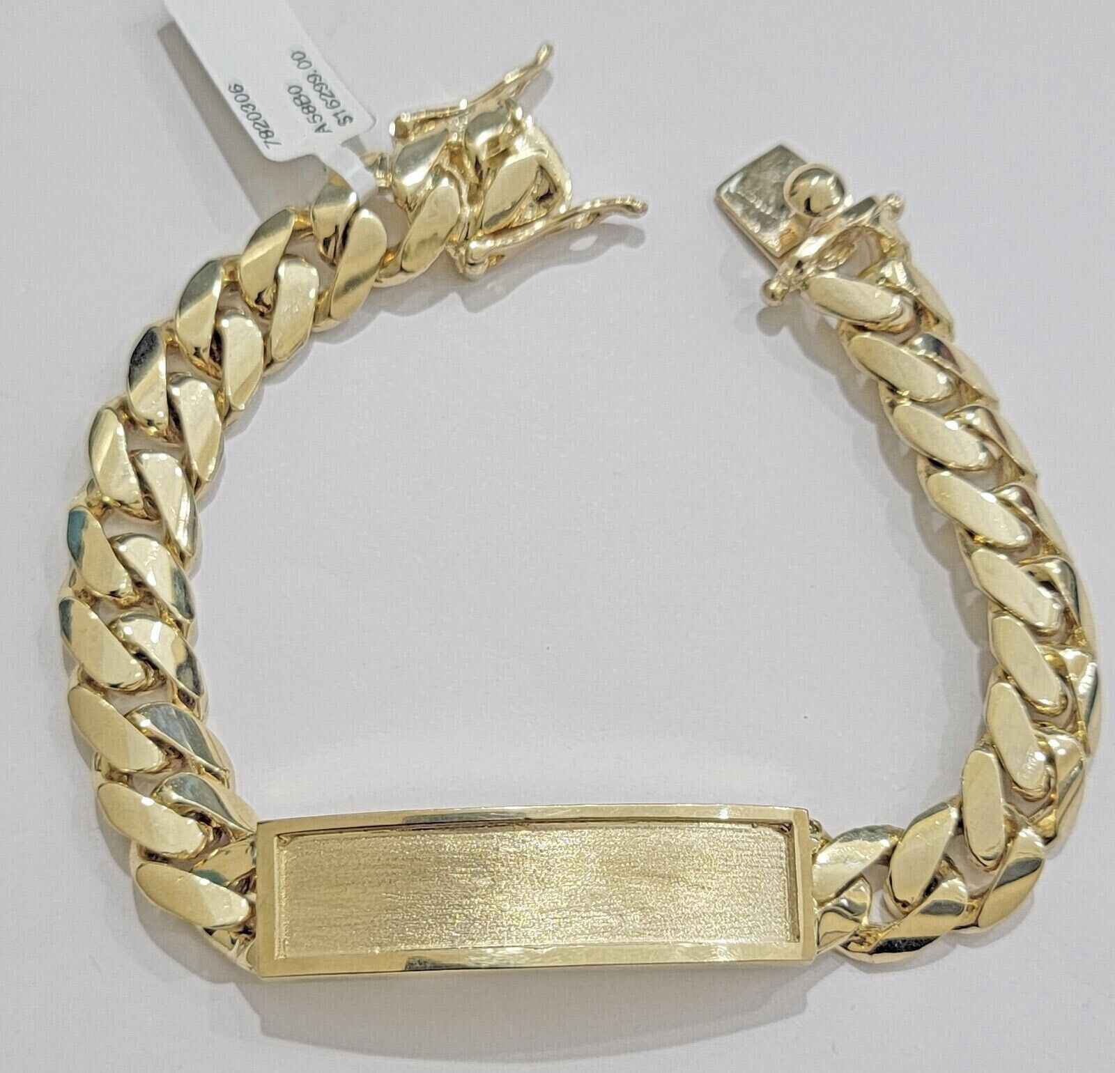 14k Yellow Gold ID Bracelet Miami Cuban Solid link 10mm Name Plate 8