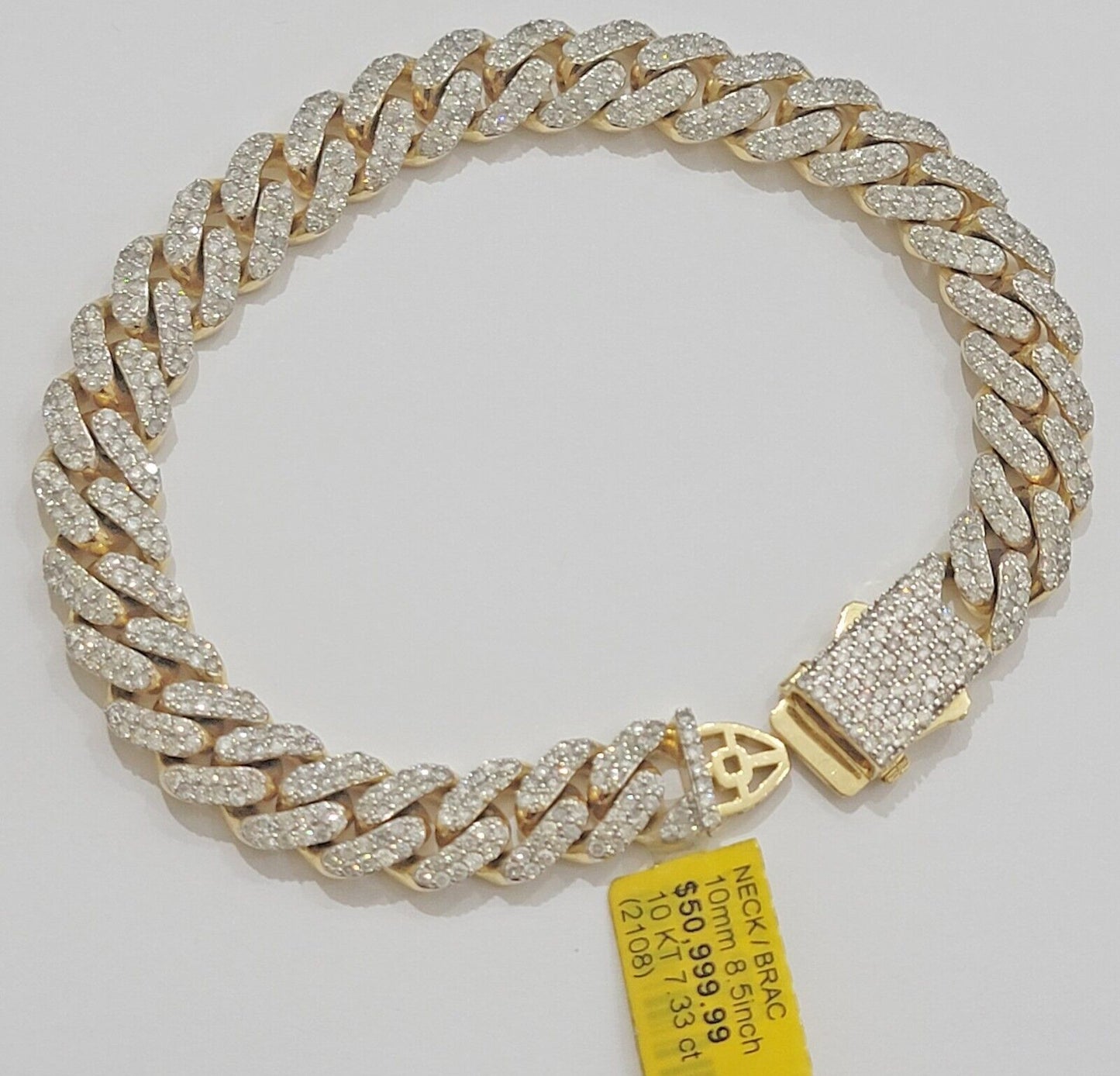 10k Yellow Gold Diamond Bracelet 10mm  7 CT  Natural Diamonds Solid Miami cuban