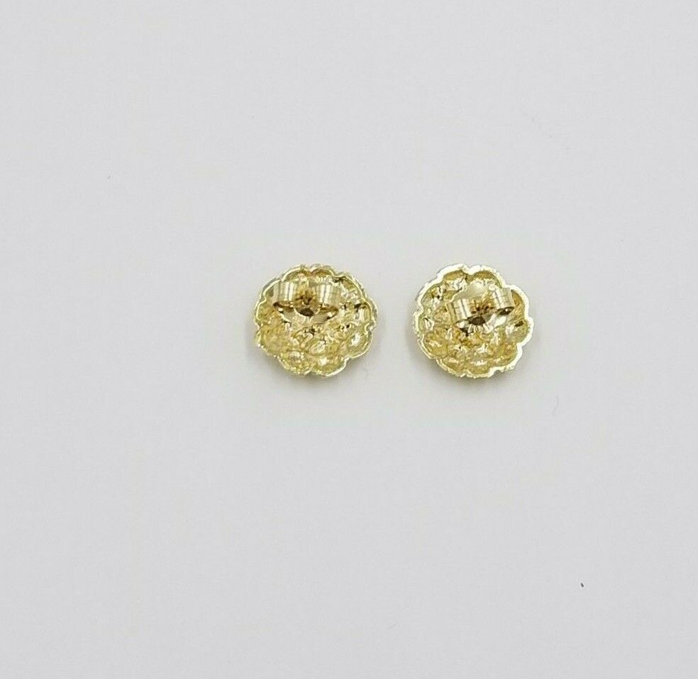 Solid 10kt Yellow Gold Nugget Earring Round 100% REAL Guaranteed 10k 9.5mm