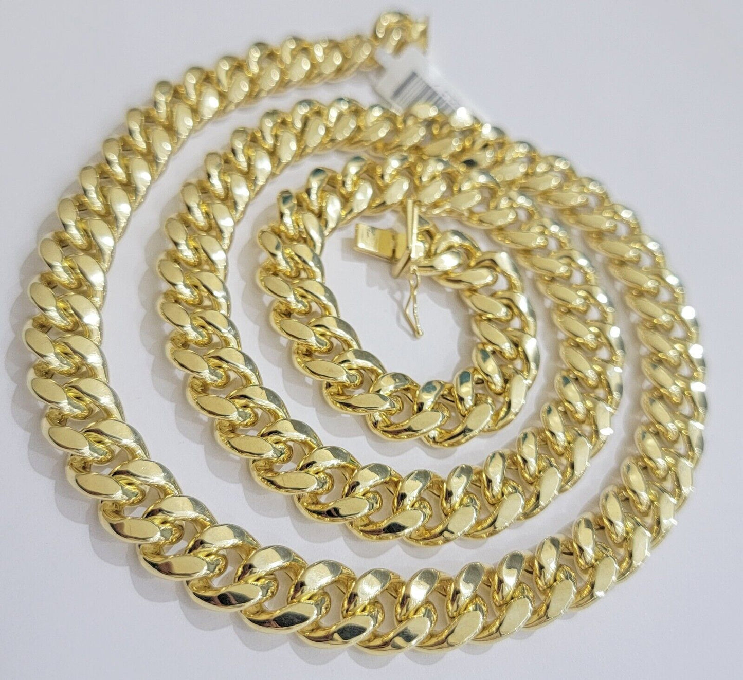 14k Yellow Gold 10mm Chain Miami Cuban Link Necklace 20" choker Men's Real 14 KT