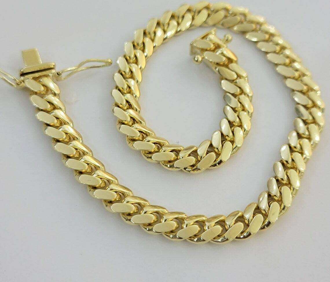 Real 14k Yellow Gold Bracelet Solid Miami Cuban Link With Box Lock 6mm 8" inch