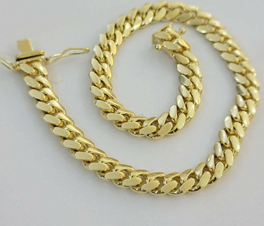 Real 14k Yellow Gold Bracelet Solid Miami Cuban Link With Box Lock 6mm 8" Inch