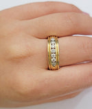 Real 14k Yellow Diamond Ring Mens Band 1/2Ct Round Cut Wedding Engagement Size10