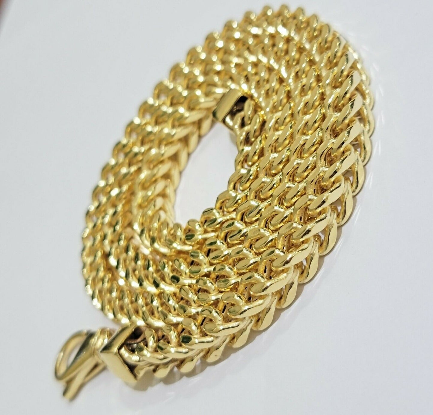 Real 10k Gold Franco Chain 7mm Necklace 26" Inch 10kt Thick & Strong For Men's