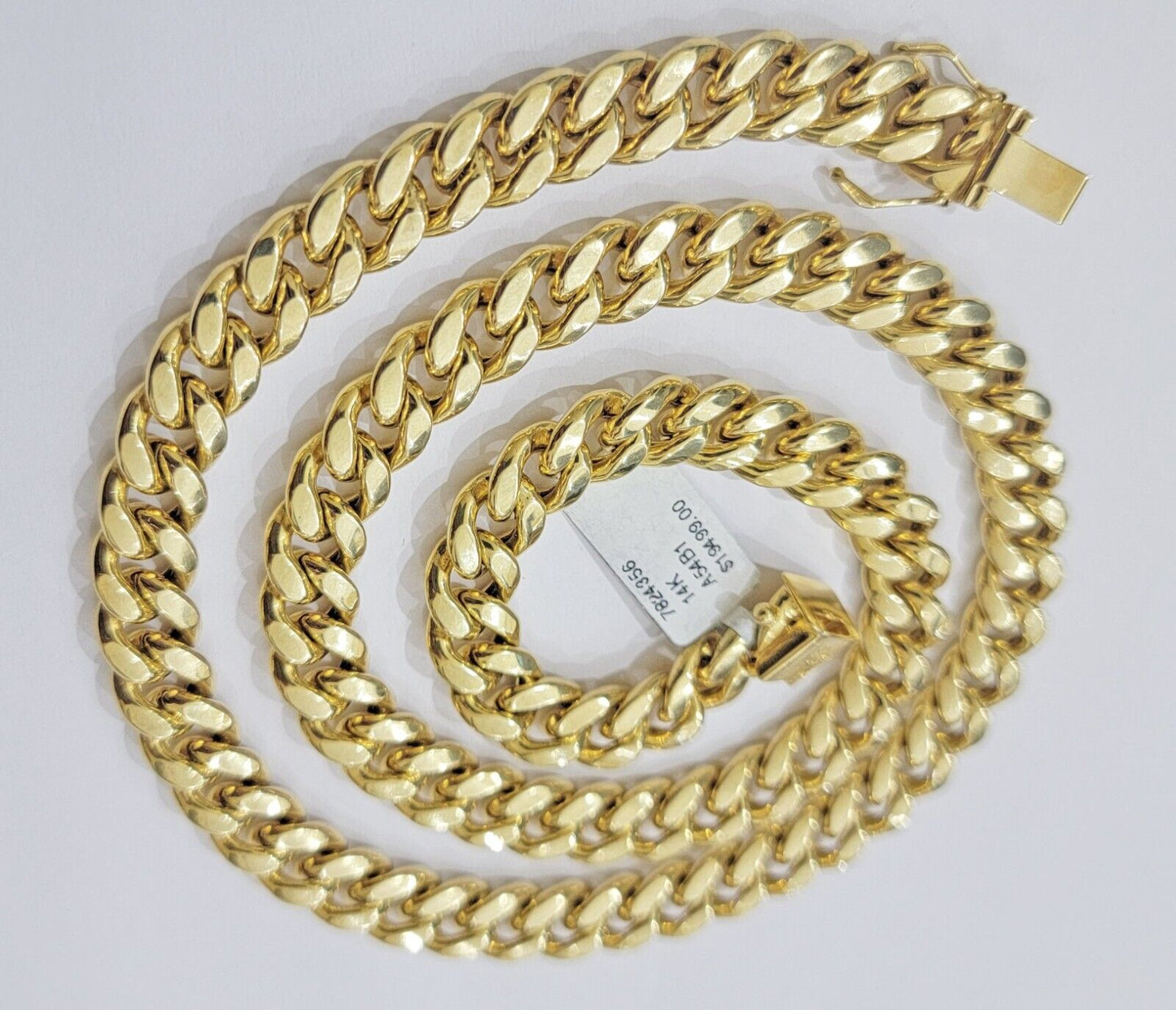 14k Yellow Gold 10mm Chain Miami Cuban Link Necklace 20" choker Men's Real 14 KT