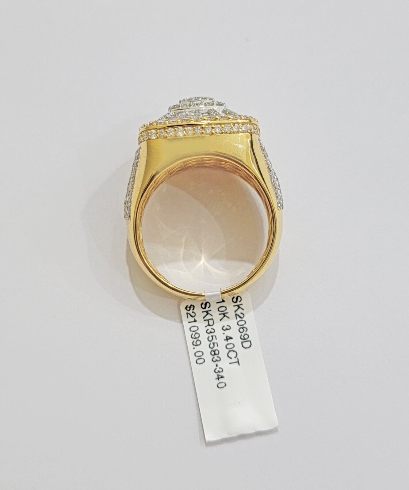 Real 10k Yellow Diamond Ring Mens Band 3.40 Ct Round Cut & Baguette GENUINE