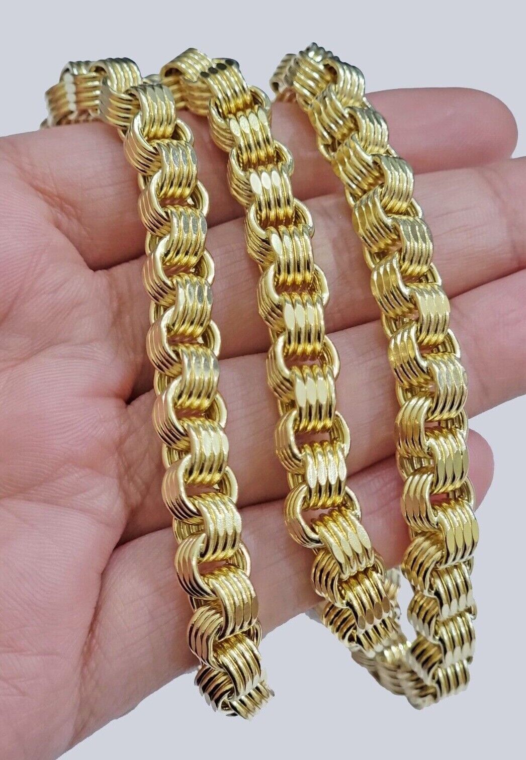 Real Gold Box Byzantine Chain Necklace 7.5mm 10K Yellow 22 Inches Men 10KT SALE