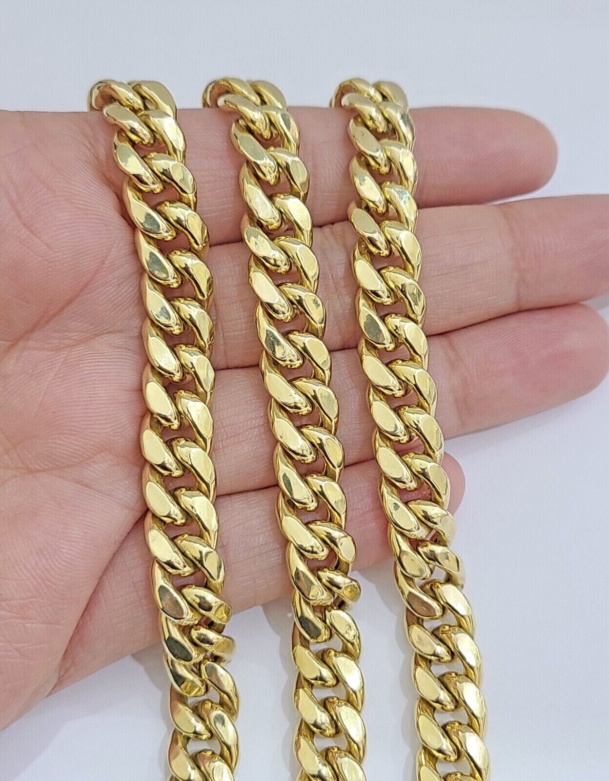 Real 14k Gold Chain 24 Inch Miami Cuban Link Necklace 9mm Strong Mens 14KT Gold