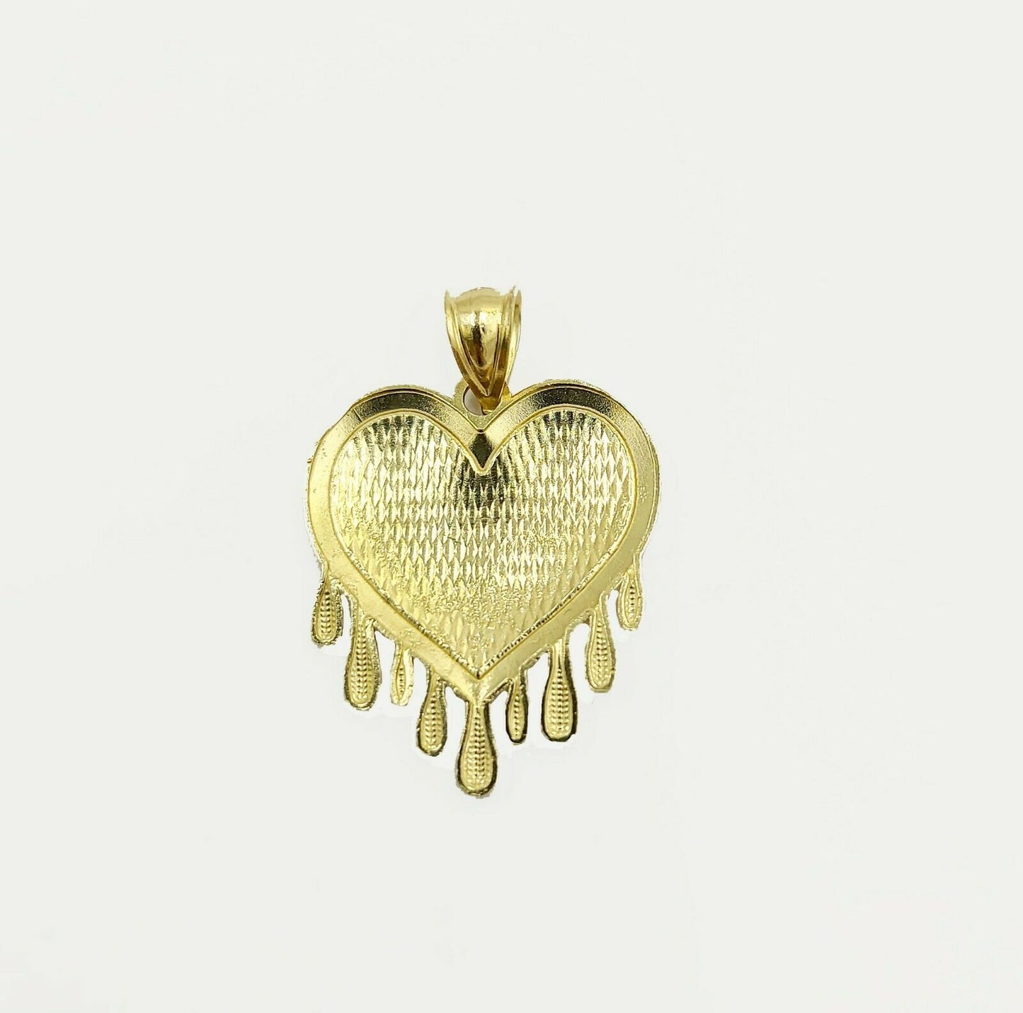 Real Gold Ladies Dripping Heart Pendant 1" Charm Genuine 10k Yellow Gold 10kt