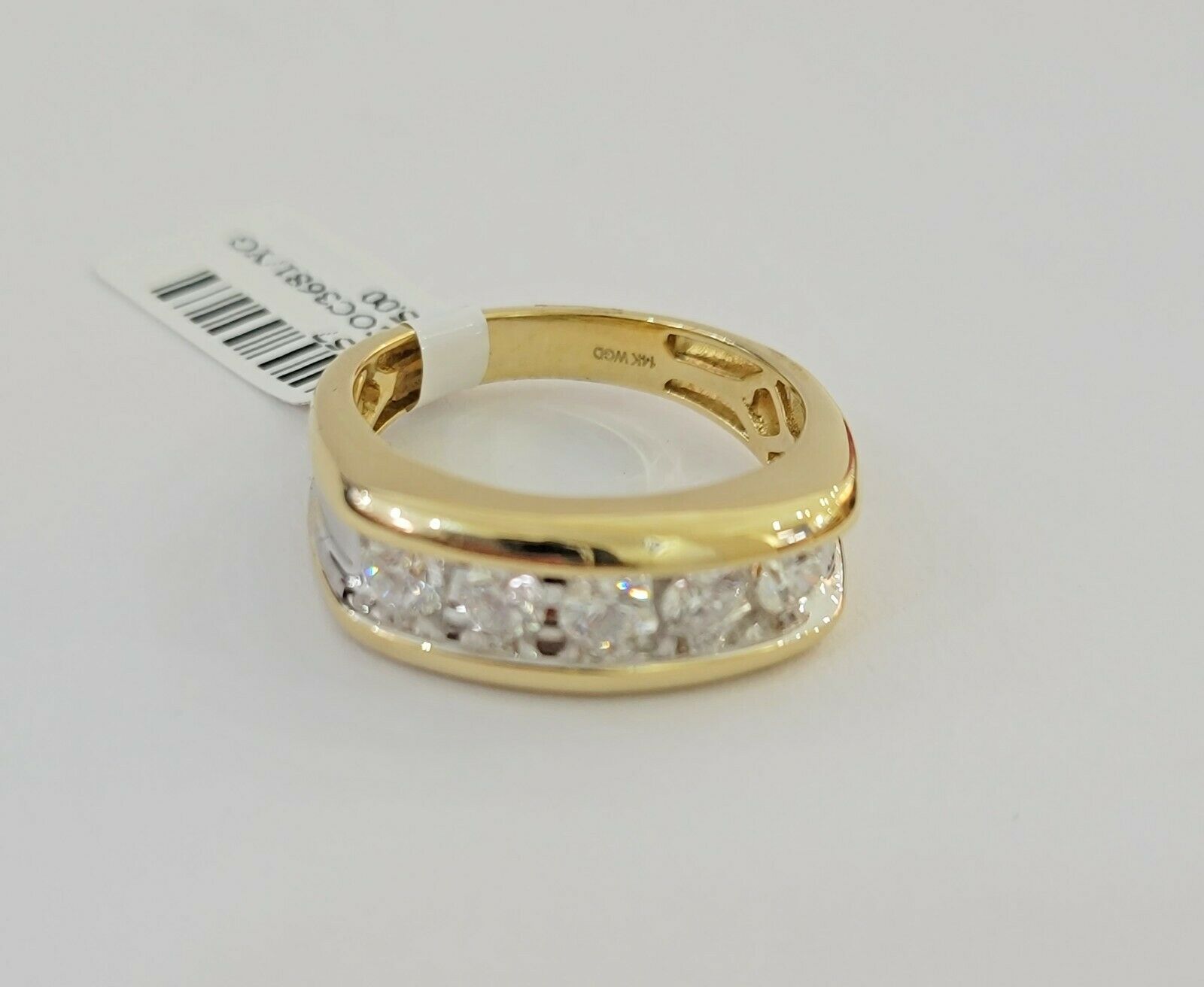Real 14k 1CT Diamond Ring Men's Band channel-set round diamond Two-Tone Gold