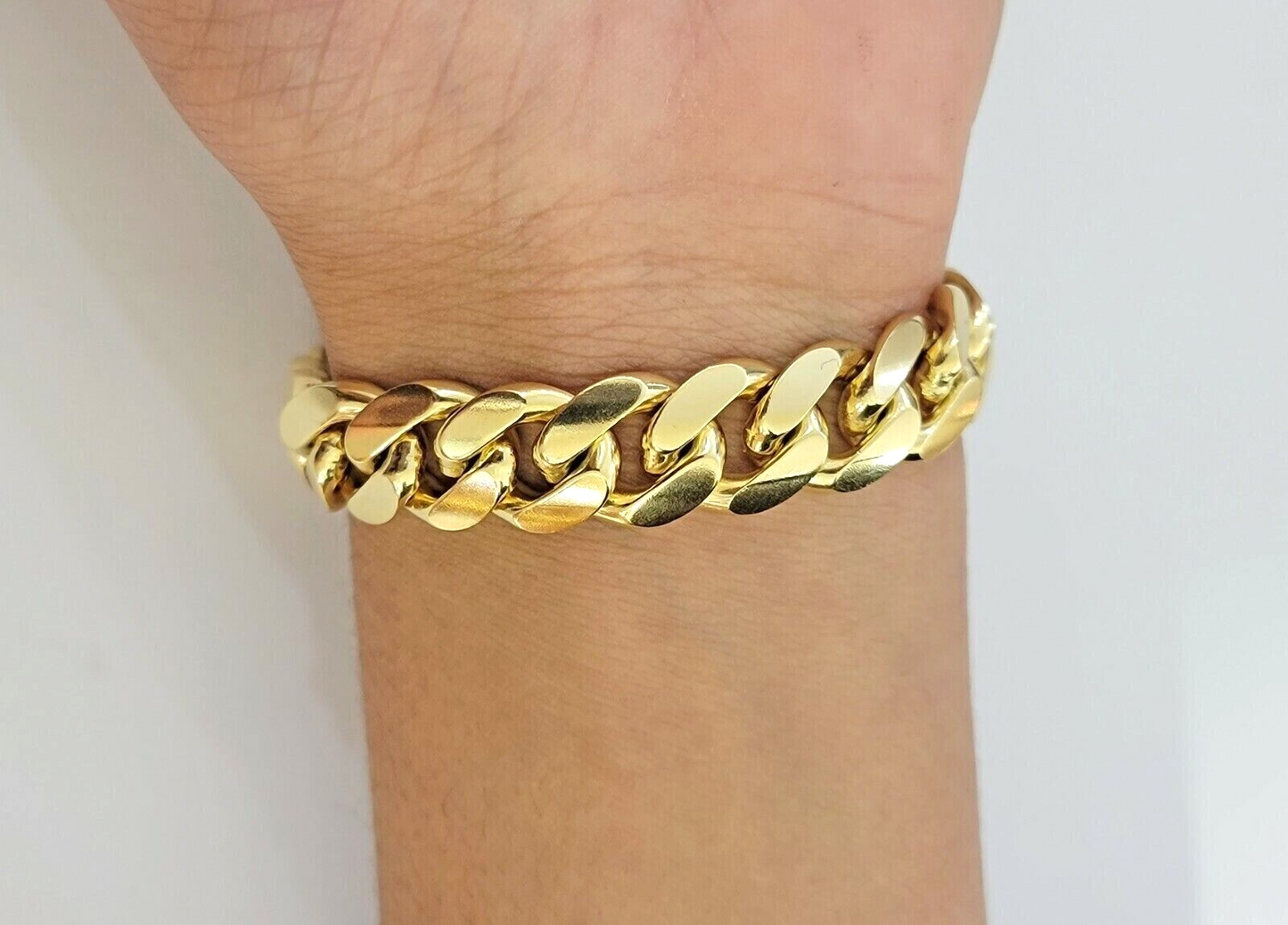 10k Gold Bracelet 8 Inch Miami Cuban Link 13mm Men's Real 10KT Yellow Gold SOLID