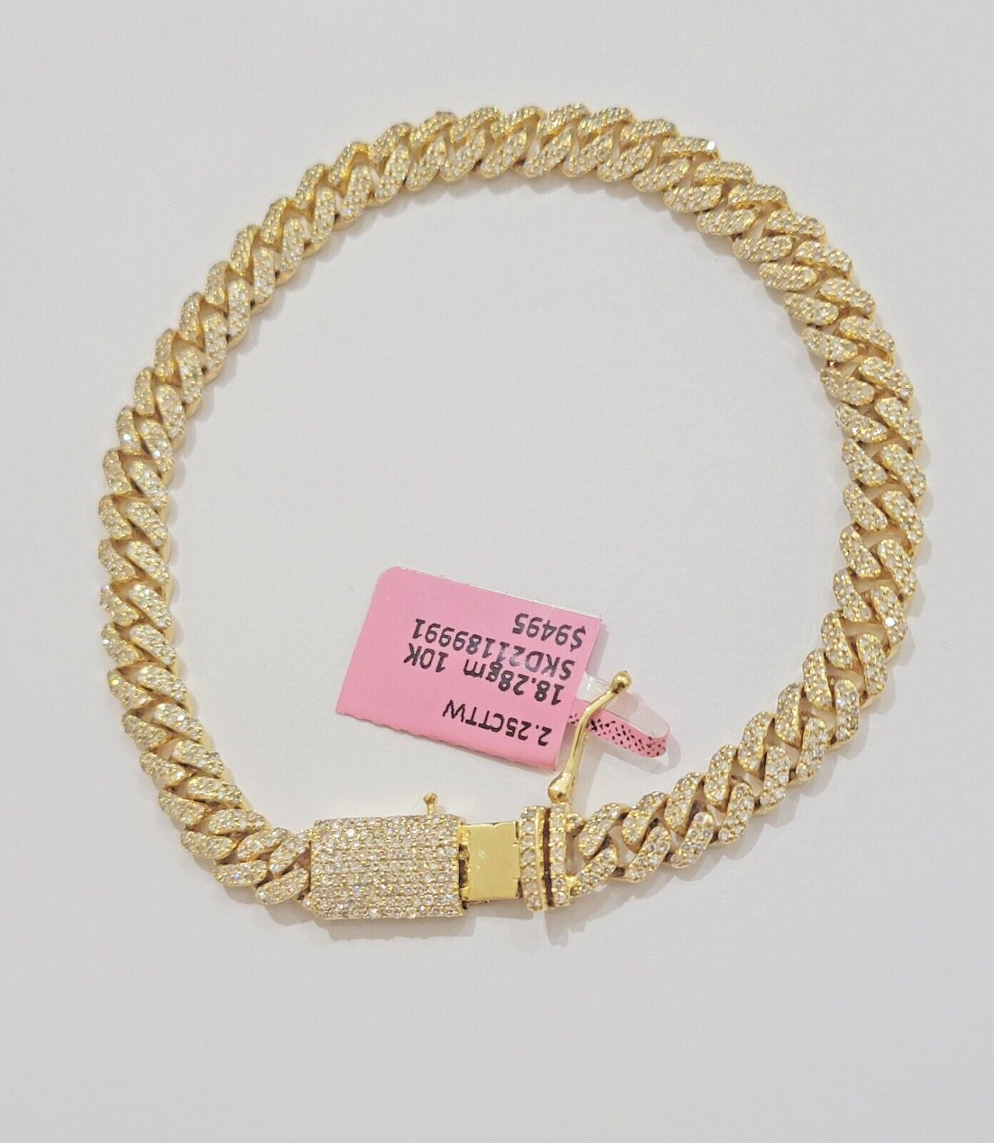 Real diamonds bracelet cuban link 10kt Yellow Gold Solid 7.5 Inch men women