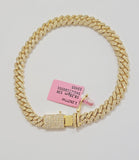 Real diamonds bracelet cuban link 10kt Yellow Gold Solid 7.5 Inch men women