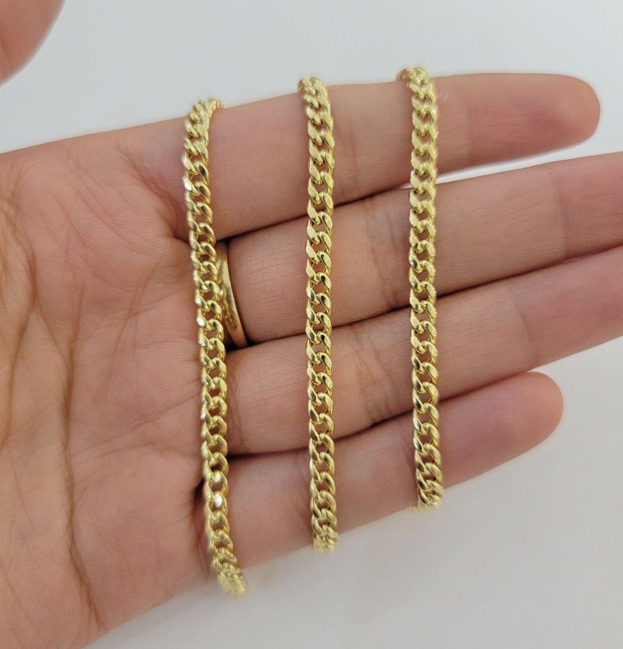 14k Yellow Gold Miami cuban Link Chain 3.5mm Necklace 24" Men Women , REAL 14KT