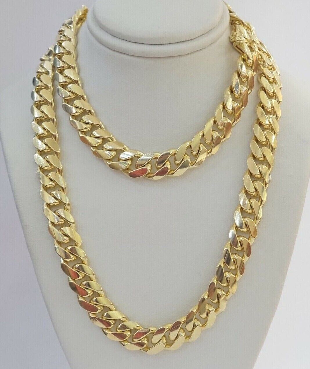 Real 10k Yellow Gold Chain 10mm Solid Miami Cuban Link Necklace 20 Inch Choker
