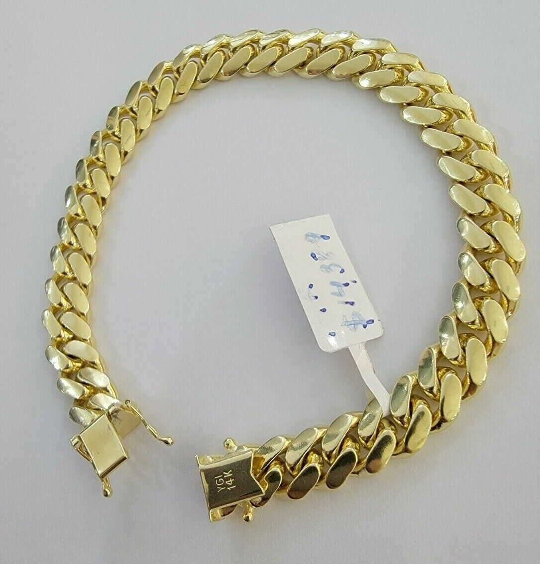 14k Bracelet Miami Cuban Link SOLID 14kt Yellow Gold 8.5 mm 7.5" Men Women REAL