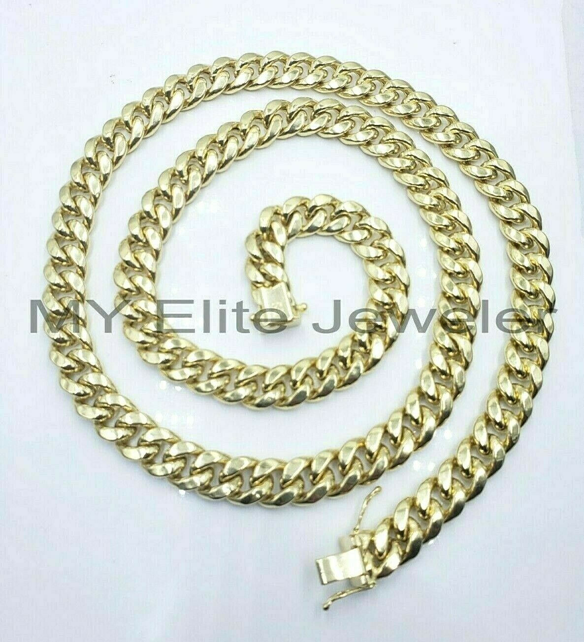 REAL 14k Gold Miami Cuban Link 26" Mens Necklace 9MM Box Clasp 14 KT Yellow Gold