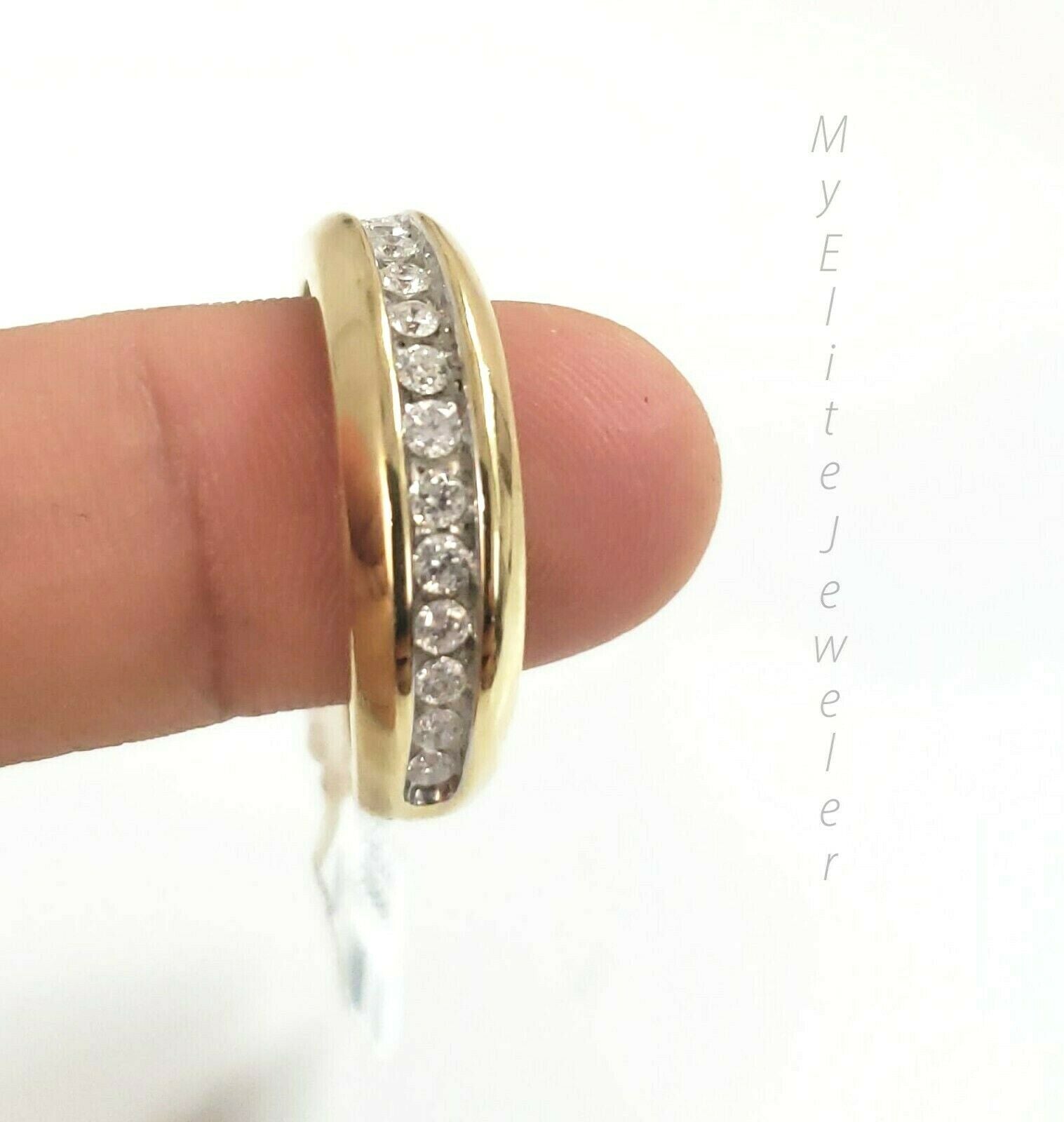 1/2 CT Men Solitaire Diamond Band Ring Round Cut 10K Yellow Gold Wedding Size 10